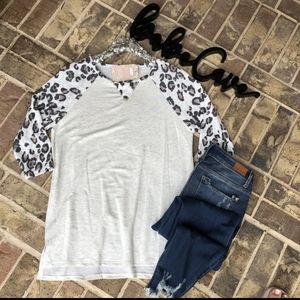 Ivory and Oatmeal Animal Print Shirt